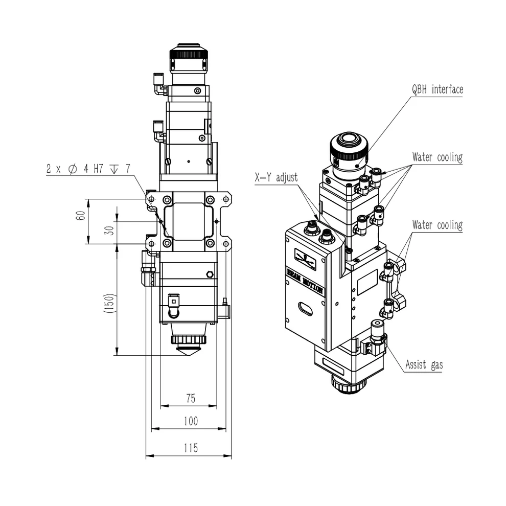 Лазерная режущая головка Raytools BM110 (CL100 FL125, 3.3 кВт)